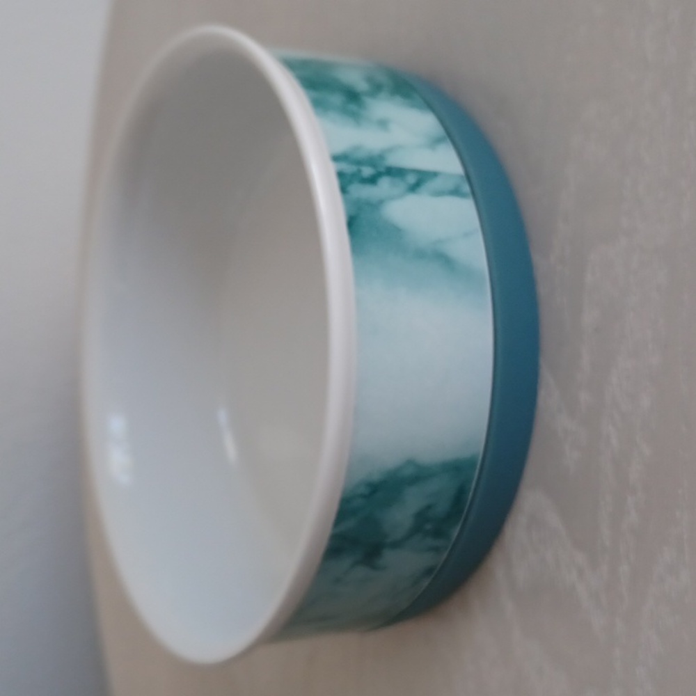Bone Dry Ceramica NON SKID Marble Design Dog / Cat Bowl In Teal - Picture 3 of 11